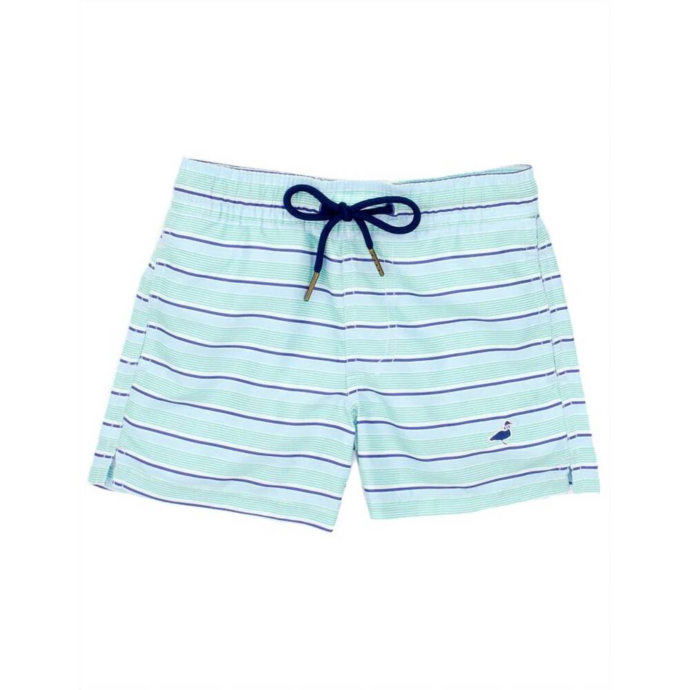NEW PROPERLY TIED boy's polyester quick-drying swim trunk in crystal cove